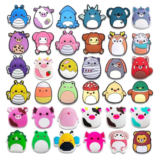 Shoe Charms, 36 Pcs Decoration for Clog Charms and Wristband PVC Decorations Miner Shoe Buckles, Cartoon Anime Game Accessories Cute Clog Pins for Boys Girls Mens Women (Squishmallow)