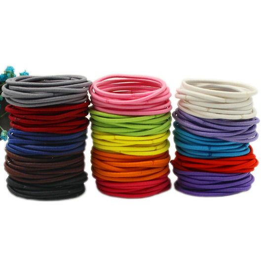 50Pcs Girls Women 2.5mm Thin School Uniform Endless Hair Elastics Bobbles Hair Ties Bands Ponios Ponytail Holders