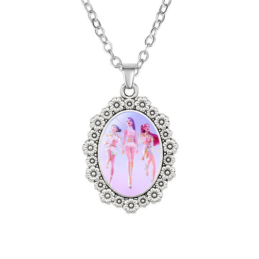 KPop Demon Necklace, Moon Pendant Necklace Cosplay Christmas Party Costume Accessories for Fans, Women, Girls (08)