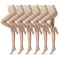 Women 6 Pairs Black Nude Silk Sheer Soft Tights 20 Denier Control Top (Nude)