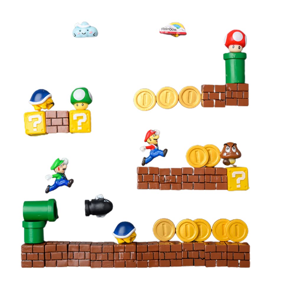 10/40PCS Super Mari Bros FRIDGE MAGNETS 3D Action Figures Kids Memo Party Bag Fillers Board Gift Refrigerator stickers