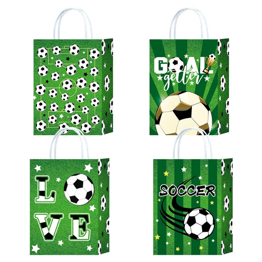 18 Pieces Princess Pink Kraft Paper Bags for Girls Gifts Party Favor Goodie  Treat Bags With Handle for Christmas,Birthday,and Celebrations Party Supplies （Football）