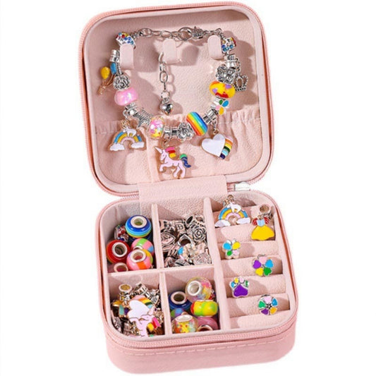 Children DIY 66PCS Bead Set bracelet Making Kit, Beads for Jewelry Making, Unicorn Gifts for Girls Gifts, Charm Kit for Girls,Toys Arts and Crafts for Kid with Jewelry Gift Box