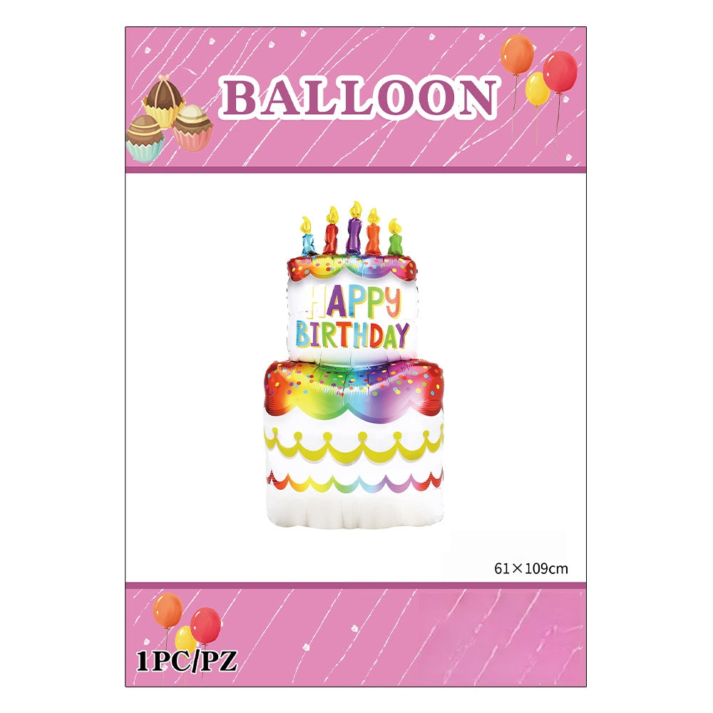 2PCS Cake Happy Birthday Balloons Set, Cute happy birthday foil balloon for Kids Party Decoration, Interesting Balloon Party Scene Decoration Indoor Outdoor Festive Supplies