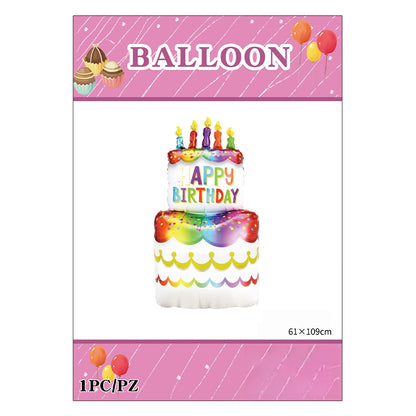2PCS Cake Happy Birthday Balloons Set, Cute happy birthday foil balloon for Kids Party Decoration, Interesting Balloon Party Scene Decoration Indoor Outdoor Festive Supplies