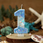Mermaid Birthday Candles Shell Sequins Candles for Cake Blue Ocean Beach Birthday Cake Sequins Shell Number Toppers for Girls Boys Party Decorations (Blue, Number 1)