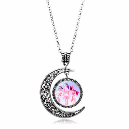 KPop Demon Necklace, Moon Pendant Necklace Cosplay Christmas Party Costume Accessories for Fans, Women, Girls