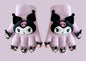 Full Finger Gloves Dinosaur Cat Capybara Winter Knit Warm Mittens Soft Lined Fleece Thermal Outdoor Stretchy Gloves for Kids boys girls (Kuromi With A Doll )
