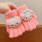 Full Finger Gloves Dinosaur Cat Capybara Winter Knit Warm Mittens Soft Lined Fleece Thermal Outdoor Stretchy Gloves for Kids boys girls (3D My Melody)