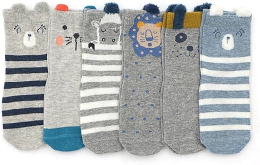 6 Pairs Toddlers Baby Girls Boys Kids cute Anti-Skid Non Skid cotton Socks Newborn Infant 1-3 Years