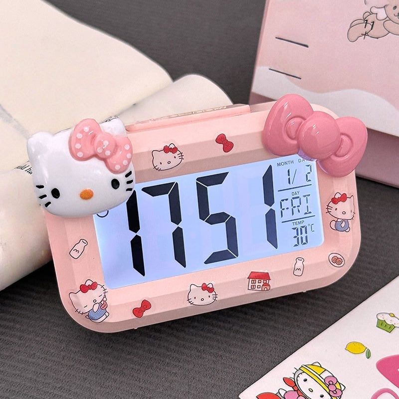 LED Digital Children Alarm Clock With Night Light - Light Alarm Clock for Girls Boys Teenagers School Back To School Gifts Dual Alarms Snooze Modes Temperature Dates display (Cinnamoroll)