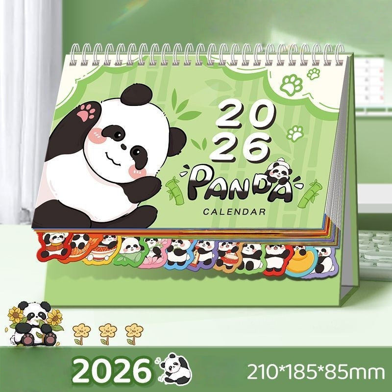 Desk Calendars,2026 Pet Theme Offices Calendar | Academic Planner with Wooden Base Puppy Kitten Design Organization for Daily Work School Teacher Kids Family Home Class Offices (Panda)