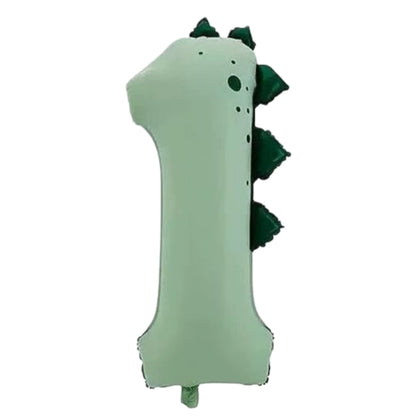 40'' Dinosaur Number with Bow Balloon, Self Inflating Foil Light Pink Set 0-9, Pastel Pink Helium Balloon for Girls Birthday Party Decorations Anniversary Supplies (Dinosaur, Number 1)