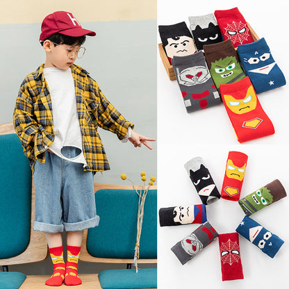 5 Pairs Toddlers Boys Kids heros Costume cotton Infant Ankle Socks 1-5 Years