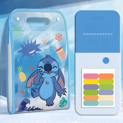 A4 Expanding File Organiser, 13 Compartment Large Capacity Document Folder, Accordion Document Organizer with Colourful Label Tabs, Handle, Office School (Stitch, A4)