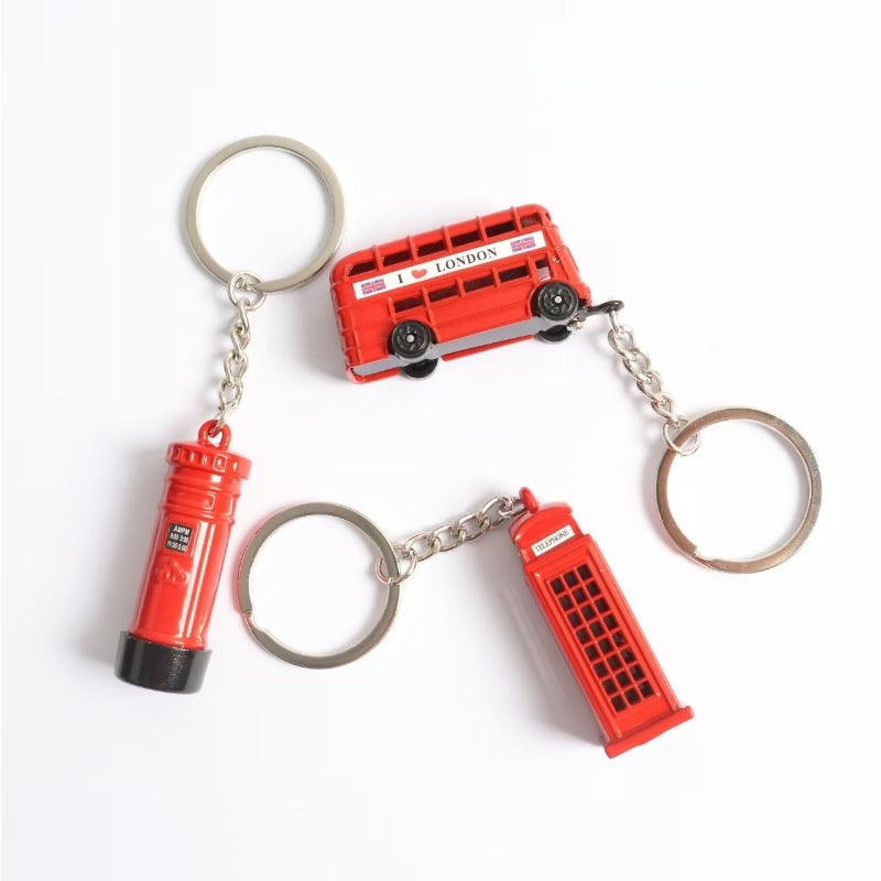 Keyring Keychain School bag Ornament Key Ring Decoration Cute Gifts for Women Girls Boys Pendant Key Chain Jewelry Gift For Kids (london 3pcs)