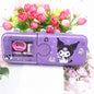 Cartoon Pencil Box with Sharpener & Eraser - Double Layer Metal Purple Pencil Box, Ideal for School & Birthday Gifts, Cartoon Pencil Childeren's Day Birthday Gift (Kuromi)