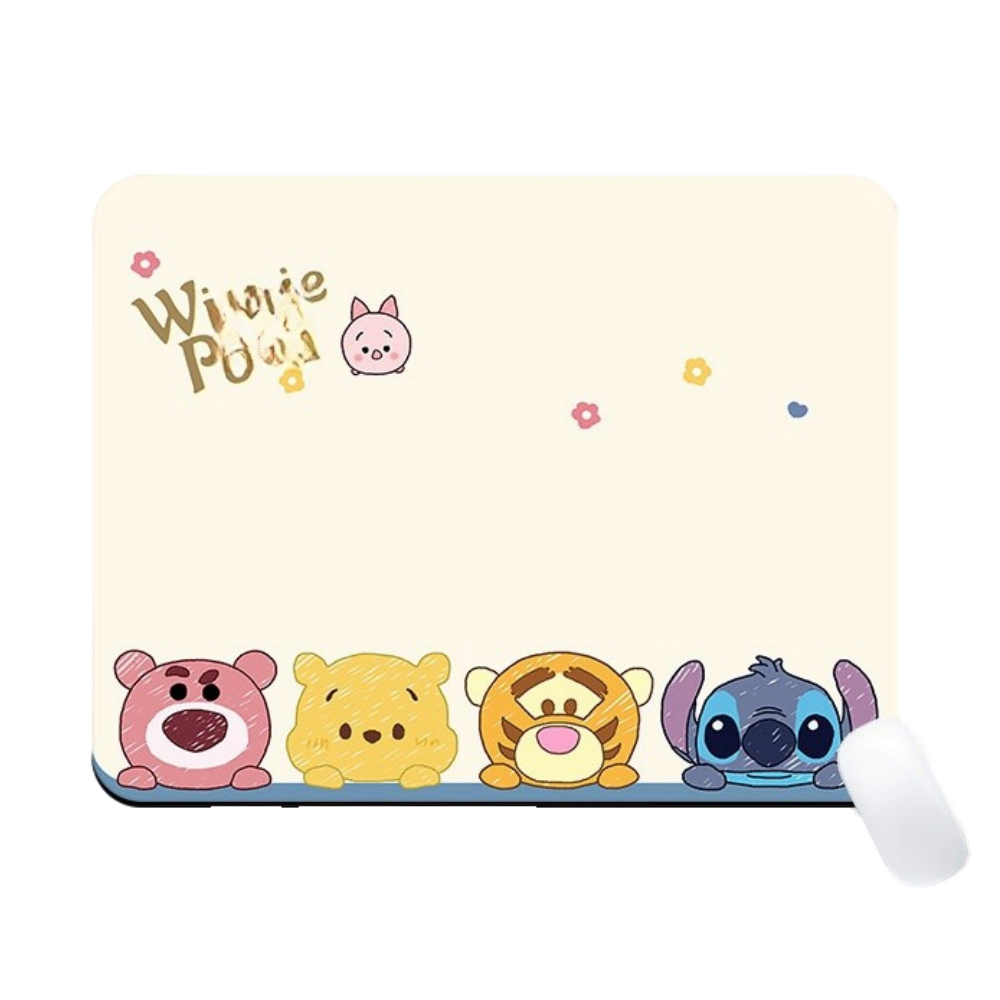 Cute Stitch Winnie Girls Boys Kids Women Mouse Mat Pad Computer PC Laptop Gaming Office School Study Home Desk Accessory(SET02)