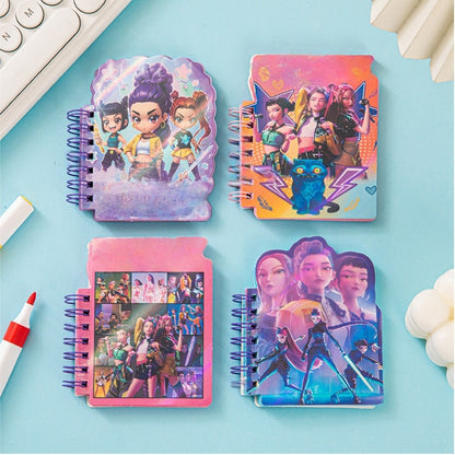 4PCS cute unicorn bus Notebook Wirebound Small Mini Pocket Journal Diary for Girls Boys Kids Gift Spiral bound A7 Lined Notebook Writing Drawing Notepad(Kpop)