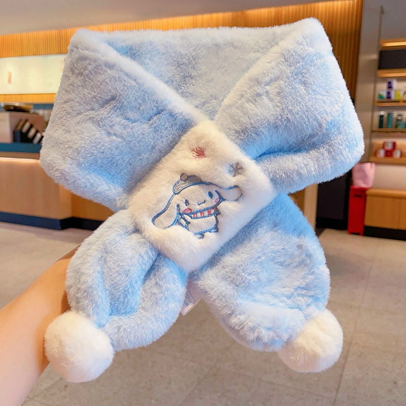 Kids Winter Beanie Scarf for 2-10 Years Old Boys Girls.Outdoor Warm Fleece Lined Thermal Knit Fluffy Pom (Kuromi 01 )