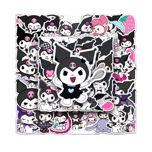 50pcs Princess Aven Superheros Toy Kids Stickers Luggage Laptop Skateboard Waterproof Party Bag Fillers Waterbottle Decal Graffiti Patches (Kuromi)