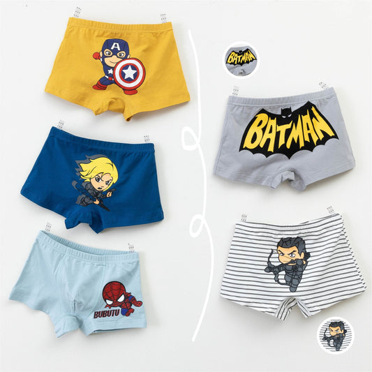 4/5 Pack Boys and girls Kids Avengers Superhero Spiderman Batman Underwear Toddler Briefs Shorts Pants Cotton underpants Box Gift Set