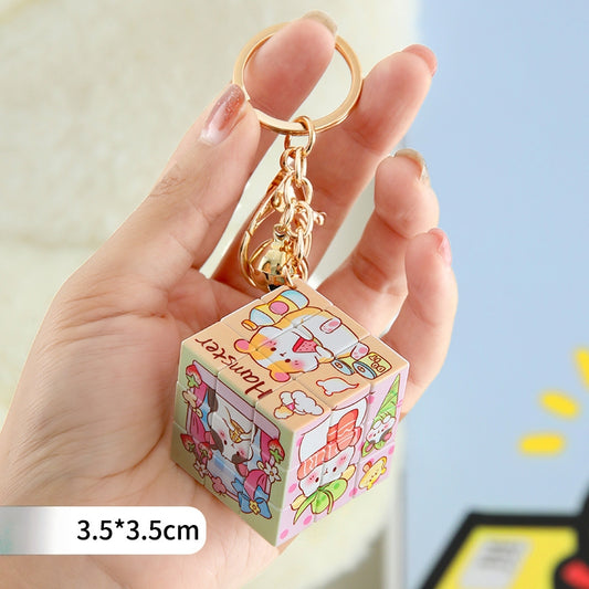 Mini cube Demon Keychain, Cartoon Hunters Figure Key Pendants Silicone for Bag backpack Keyring Decoration Pendants Adults Party Favors Birthday Party Supplies (Hamster)
