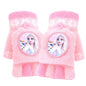 Fingerless Flap Cover Gloves Winter Knit Warm Mittens Soft Lined Fleece Thermal Outdoor Half Finger with Cover Convertible Flip Top for Kids boys girls (Pink Elsa 02)