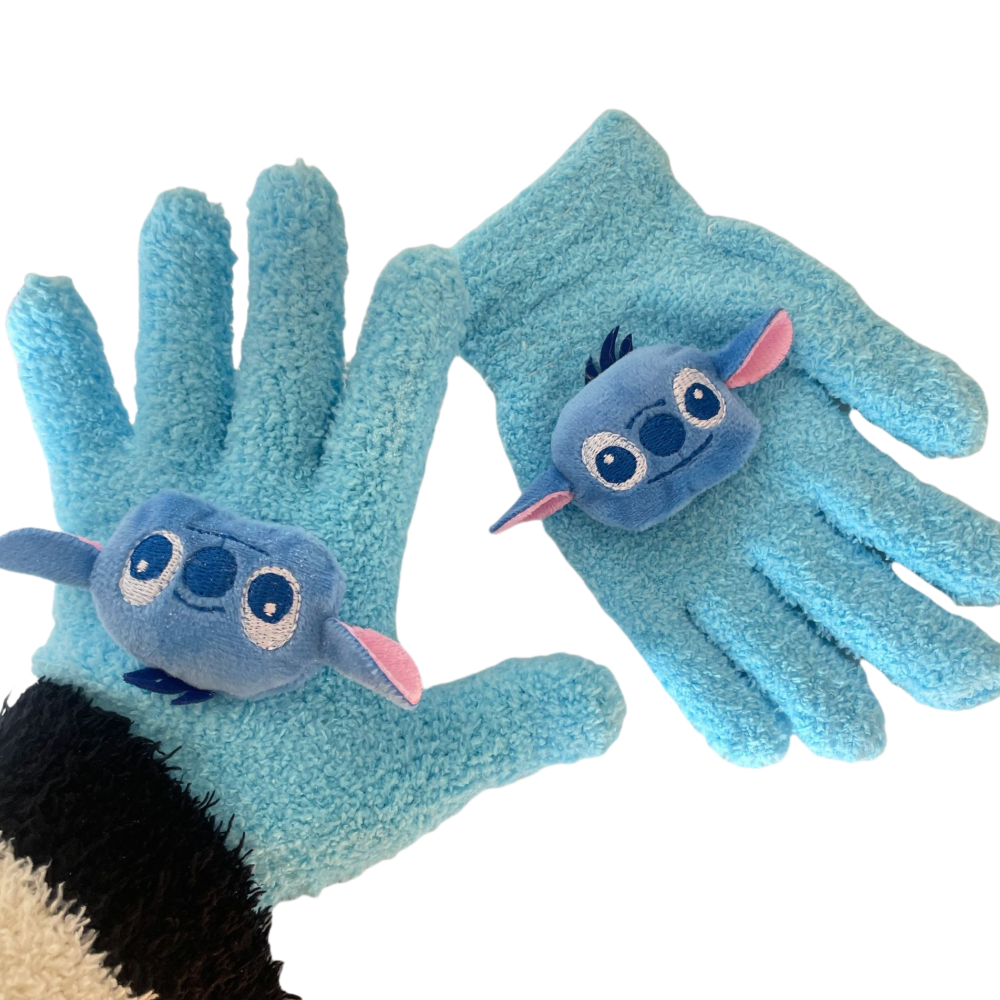 Full Finger Gloves Dinosaur Cat Capybara Winter Knit Warm Mittens Soft Lined Fleece Thermal Outdoor Stretchy Gloves for Kids boys girls(Stitch)