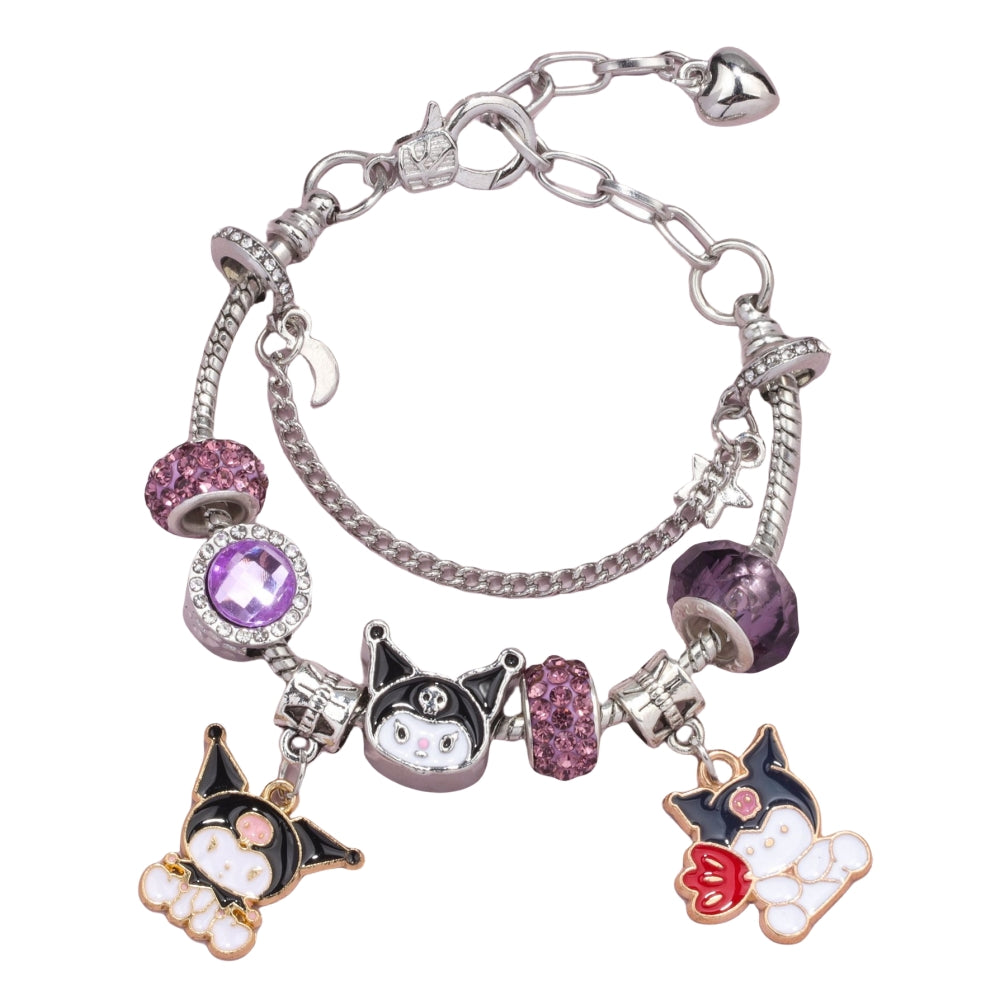 Magical kitty Sparkly Crystal Silver Plated Adjustable Charm Bracelet Birthday Gifts for Girls kids Birthday Jewellery Bracelets
