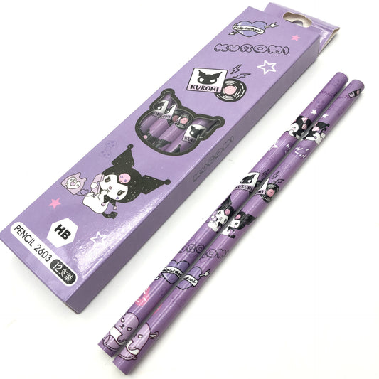Pack of 12 Princess Spider HB Pencils with erasers Kids Children Party Bag Fillers School Office(Kuromi)