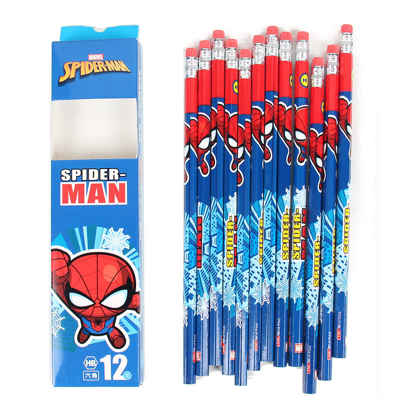 Pack of 36 Princess Spider HB Pencils with erasers Kids Children Party Bag Fillers School Office(MIX HERO)