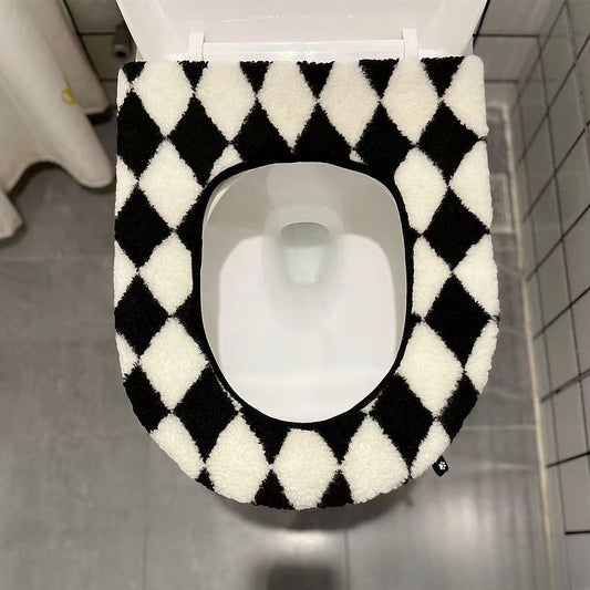 Bathroom Toilet Seat Closestool Washable reusable Soft Warmer Mat Cover Pad Cushion Cover by static