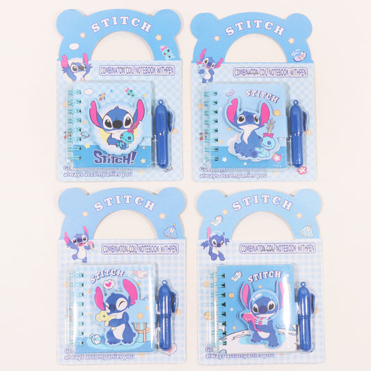 4PCS cute stitich bus Notebook Wirebound Small Mini Pocket with ballpoint pen  Journal Diary for Girls Boys Kids Gift Spiral bound A7 Lined Notebook Writing Drawing Notepad（Stitch）