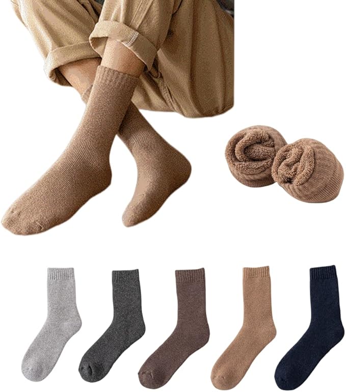 5 Pairs Men Wool Socks Walking Hiking Climbing Winter Thermal Warm Thick Boot Heavy Soft Cosy Gift Socks Cold Weather