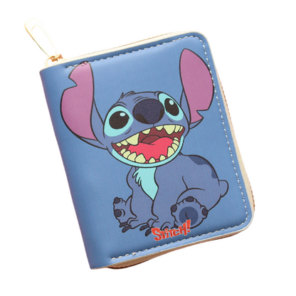 Stitch Kids GIrls Women Wallet Cute Trifold Wallet with Coin Purse Card Slots with zip pockets Gifts PU leather