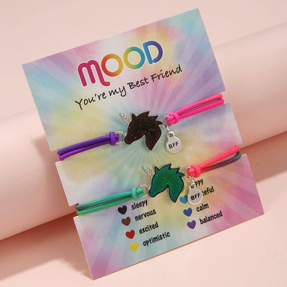 2/3Pcs Charm Best Friend Forever Unicorn Rainbow Heart Bracelets Gifts For Girls Women Birthday Christmas Graduation Bff Friendship Jewellery (Unicorn 2pcs)