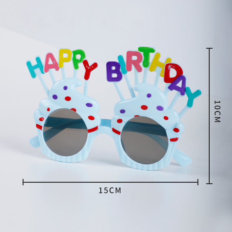 3 Pack Happy Sunglasses Birthday Glasses Lovely Cupcake Birthday Sunglasses for Women Kids Happy Party Glasses for Photo Props Party Decorations