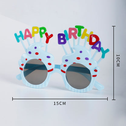 3 Pack Happy Sunglasses Birthday Glasses Lovely Cupcake Birthday Sunglasses for Women Kids Happy Party Glasses for Photo Props Party Decorations