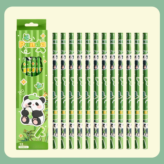 Pack of 12 Princess Spider HB Pencils with erasers Kids Children Party Bag Fillers School Office (Panda)
