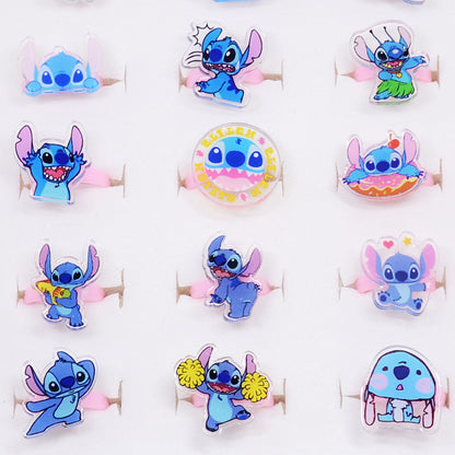 20Pcs Adjustable Princess pink Jewelry Girl Kids elsa Cartoon Plastic Rings Gift Set with Heart Shape Box