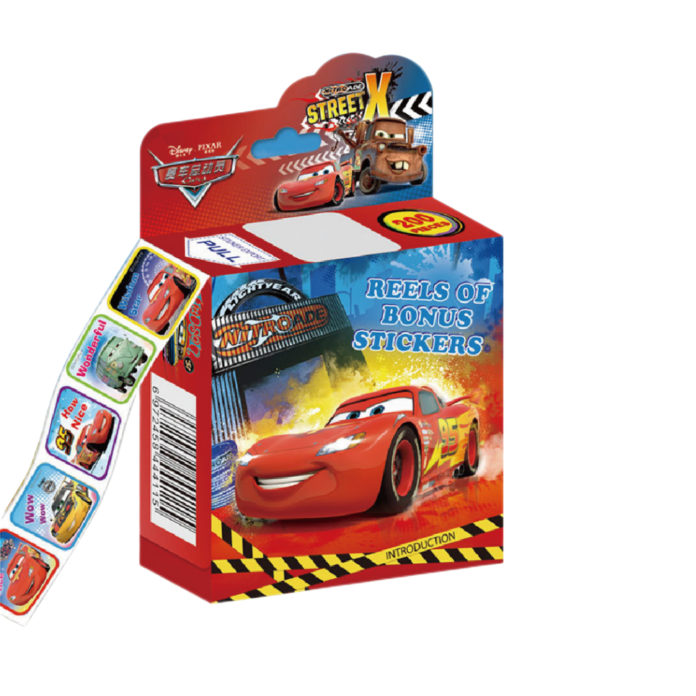 200pcs Kids Toddlers Princess Elsa Mickey Mouse Dinosaur Stickers Party Bag Fillers Boys Girls Teachers as Reward Craft Scrapbooking in Box Gift Set (Cars)