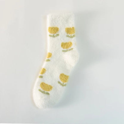 3 Pairs Fluffy Ladies Thermal Socks Womens Warm Thick Heat Wool Knitting Walking Boot Hiking Socks Winter (B)