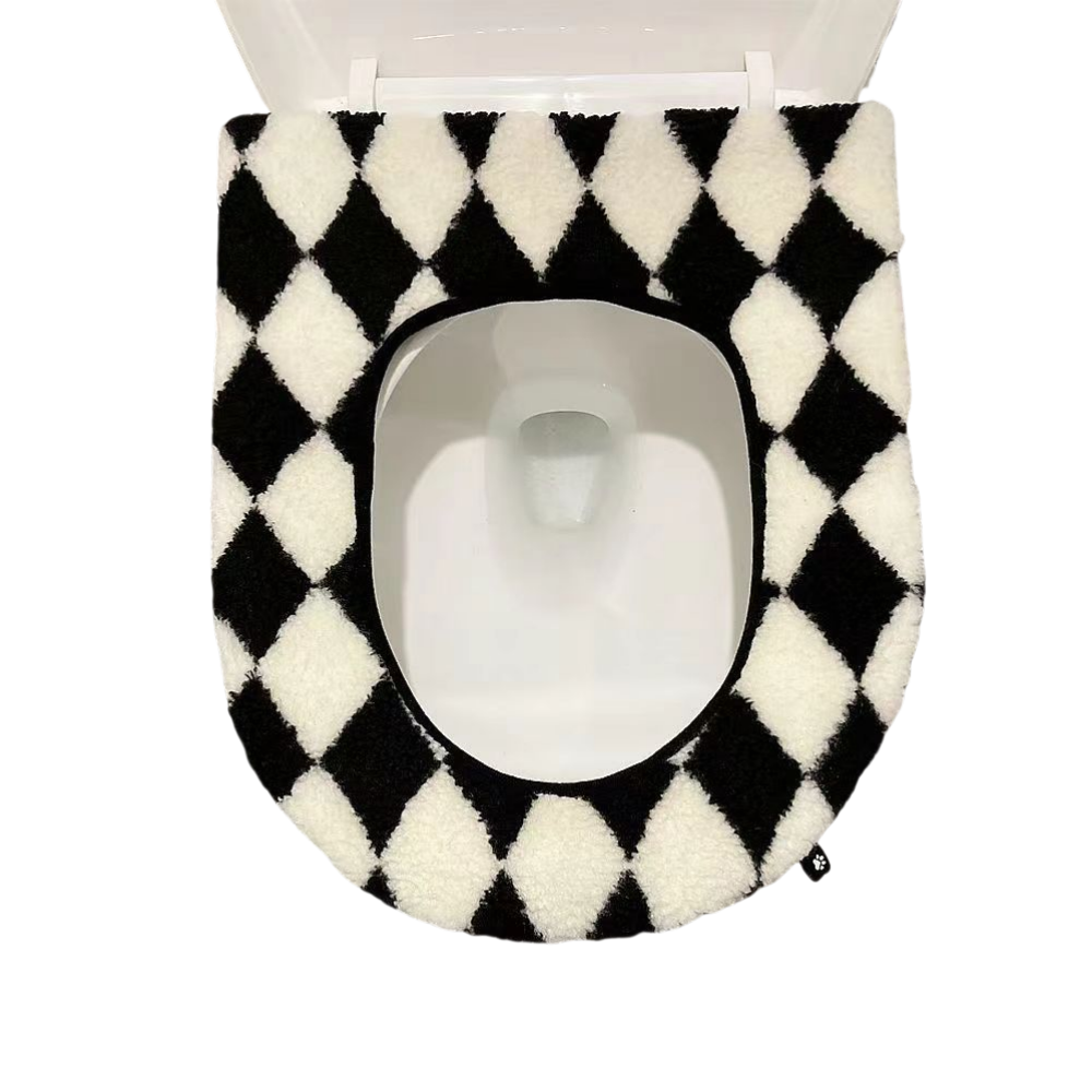 Bathroom Toilet Seat Closestool Washable reusable Soft Warmer Mat Cover Pad Cushion Cover by static