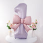 40'' Purple Number with Bow Balloon, Self Inflating Foil Light Pink Set 0-9, Pastel Pink Helium Balloon for Girls Birthday Party Decorations Anniversary Supplies (Purple, Number 1)