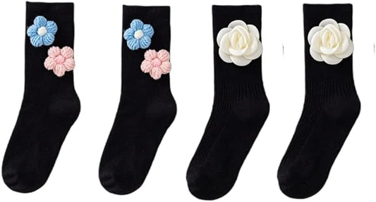 2 Pairs Boys Girls Children Kids rich cotton 3D Flower Bear ankle Socks Infant (Cotton, Set 01 M(3-6years))
