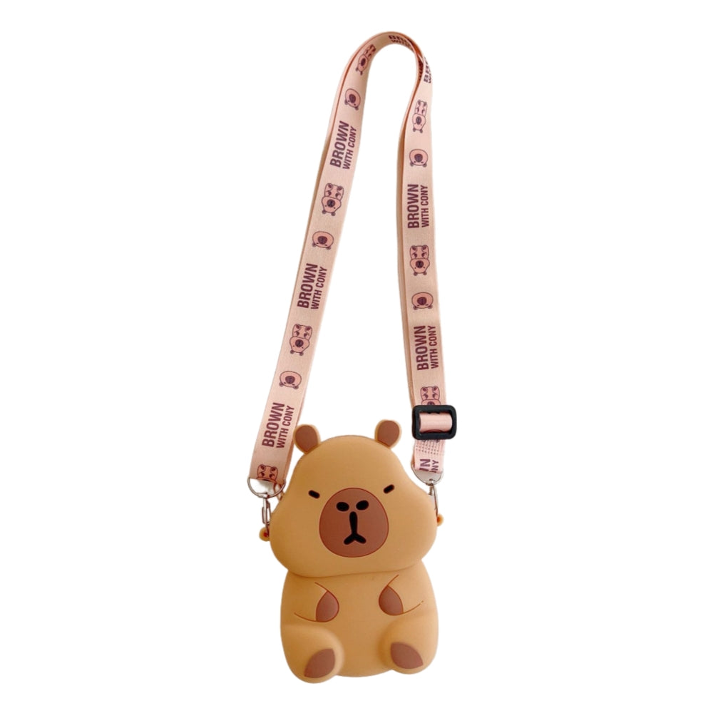 Kids Purse Girls Silicone Mini Children's Coin Purse Cute Cartoon Shoulder Bag Crossbody Bag Accessories Bags Adjustable Strap for Kids Gift Travel Holiday (Capybara)