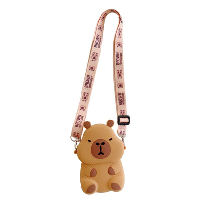 Kids Purse Girls Silicone Mini Children's Coin Purse Cute Cartoon Shoulder Bag Crossbody Bag Accessories Bags Adjustable Strap for Kids Gift Travel Holiday (Capybara)