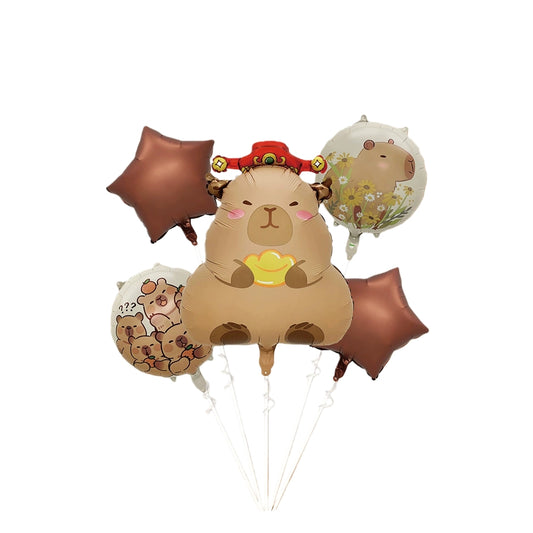 5pcs Princess Cinderella Foil Balloons Birthday Party Congratulations balloons Baby Shower Party Decorations Party Suppiles Accessories Theme kids (Capybara)