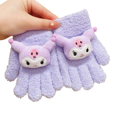Full Finger Gloves Elsa Winter Knit Warm Mittens Soft Lined Fleece Thermal Outdoor Stretchy Gloves for Kids boys girls